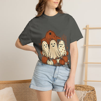 Cute Fall Ghosts T-Shirt — Pumpkin Patch Haunted Barn Tee