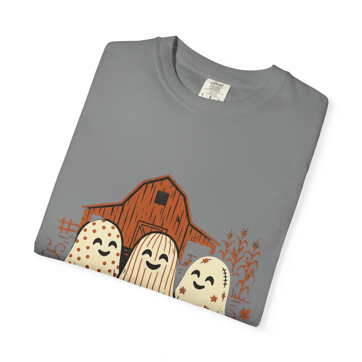 Cute Fall Ghosts T-Shirt — Pumpkin Patch Haunted Barn Tee