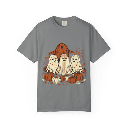 Cute Fall Ghosts T-Shirt — Pumpkin Patch Haunted Barn Tee