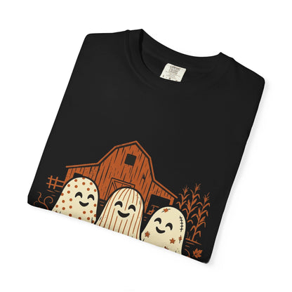 Cute Fall Ghosts T-Shirt — Pumpkin Patch Haunted Barn Tee