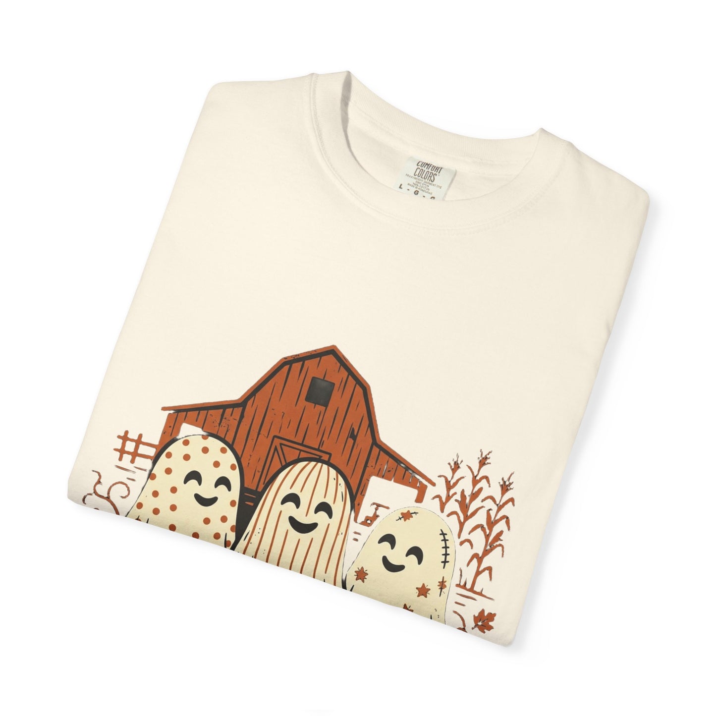 Cute Fall Ghosts T-Shirt — Pumpkin Patch Haunted Barn Tee