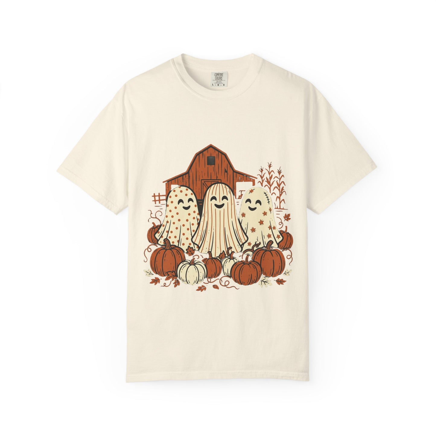 Cute Fall Ghosts T-Shirt — Pumpkin Patch Haunted Barn Tee
