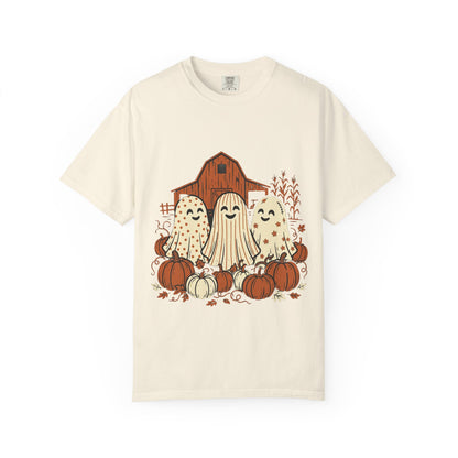 Cute Fall Ghosts T-Shirt — Pumpkin Patch Haunted Barn Tee