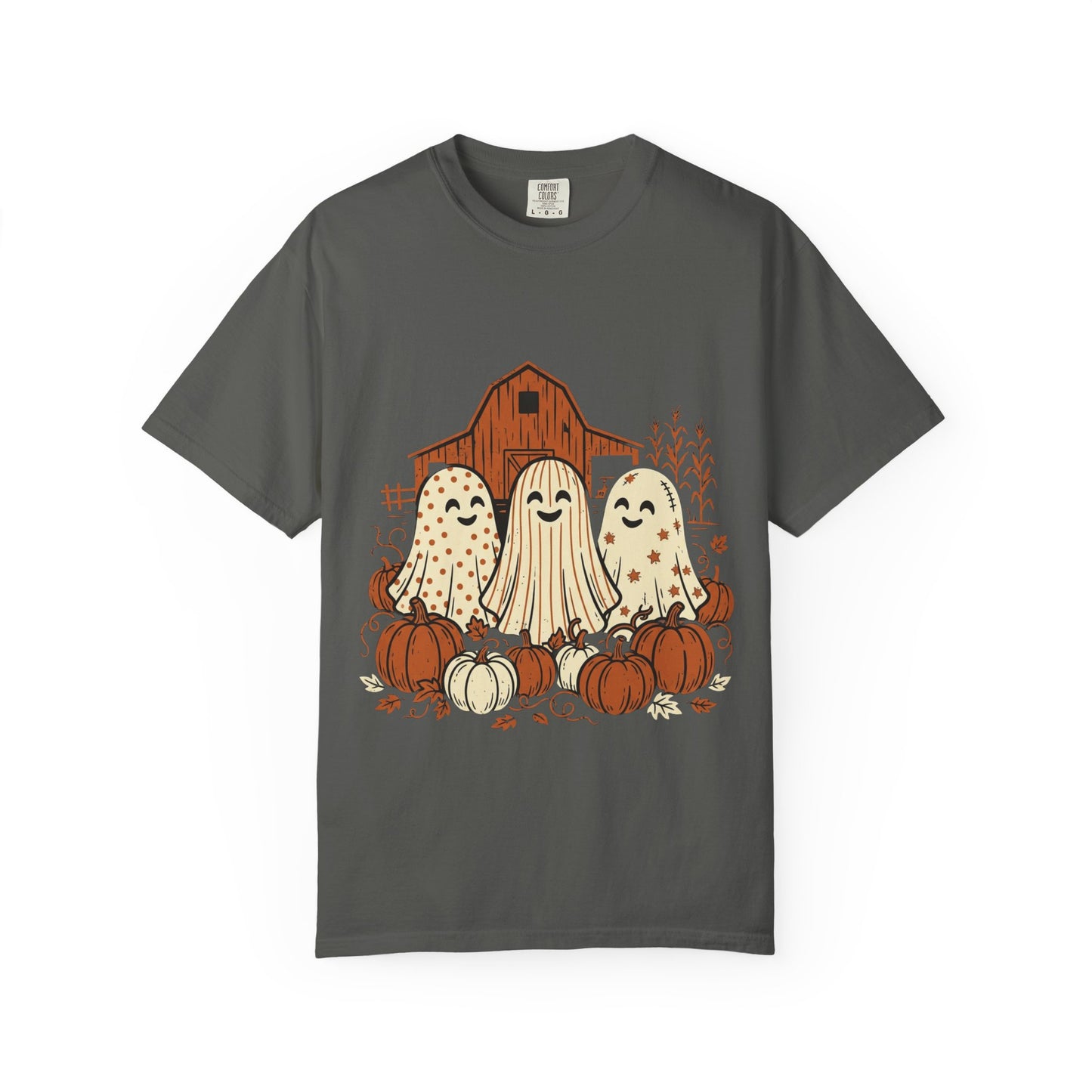 Cute Fall Ghosts T-Shirt — Pumpkin Patch Haunted Barn Tee